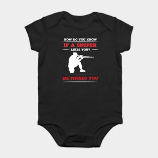 Shotgun Gun and Funny Shooting and Skeet Shooting Quote Baby Bodysuit